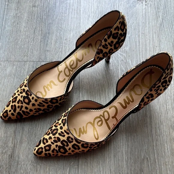 Sam Edelman Leopard Print Pointed Toe D'Orsay Heels Size 9.5 - Picture 2 of 6